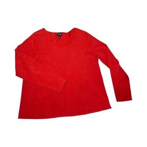Eileen Fisher Red BoatNeck Tunic Top Sz XL Modal Soft Stretchy Christmas Holiday